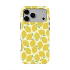 Yellow Lemon Abstract phone case — back view, full print
