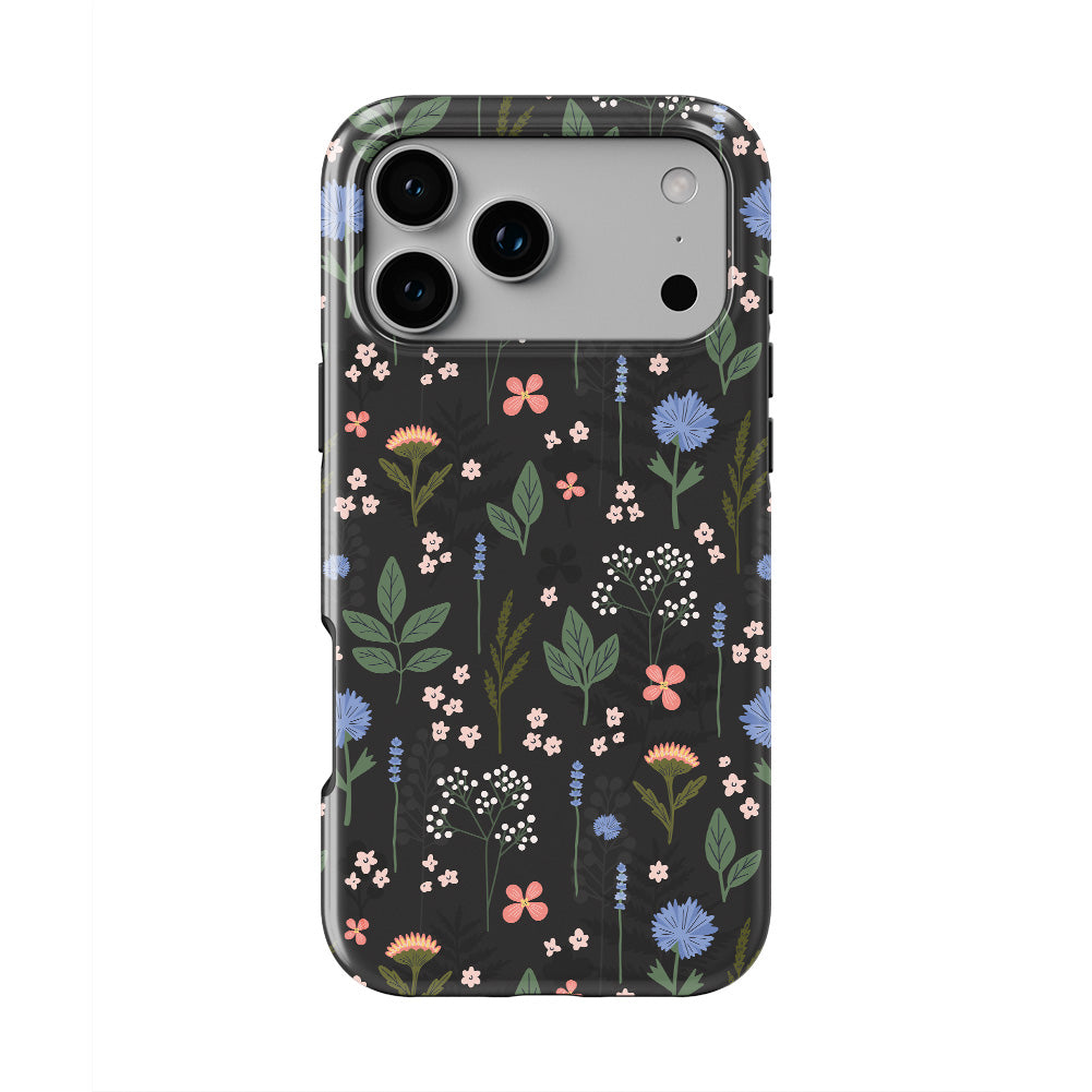 Charcoal Ditsy Floral Tough Phone Case