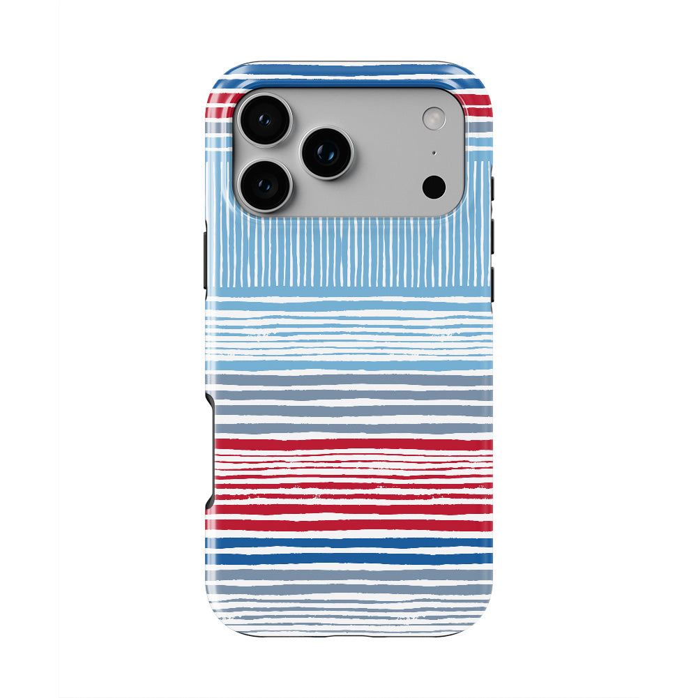 Textile Red Blue Stripes Tough Phone Case