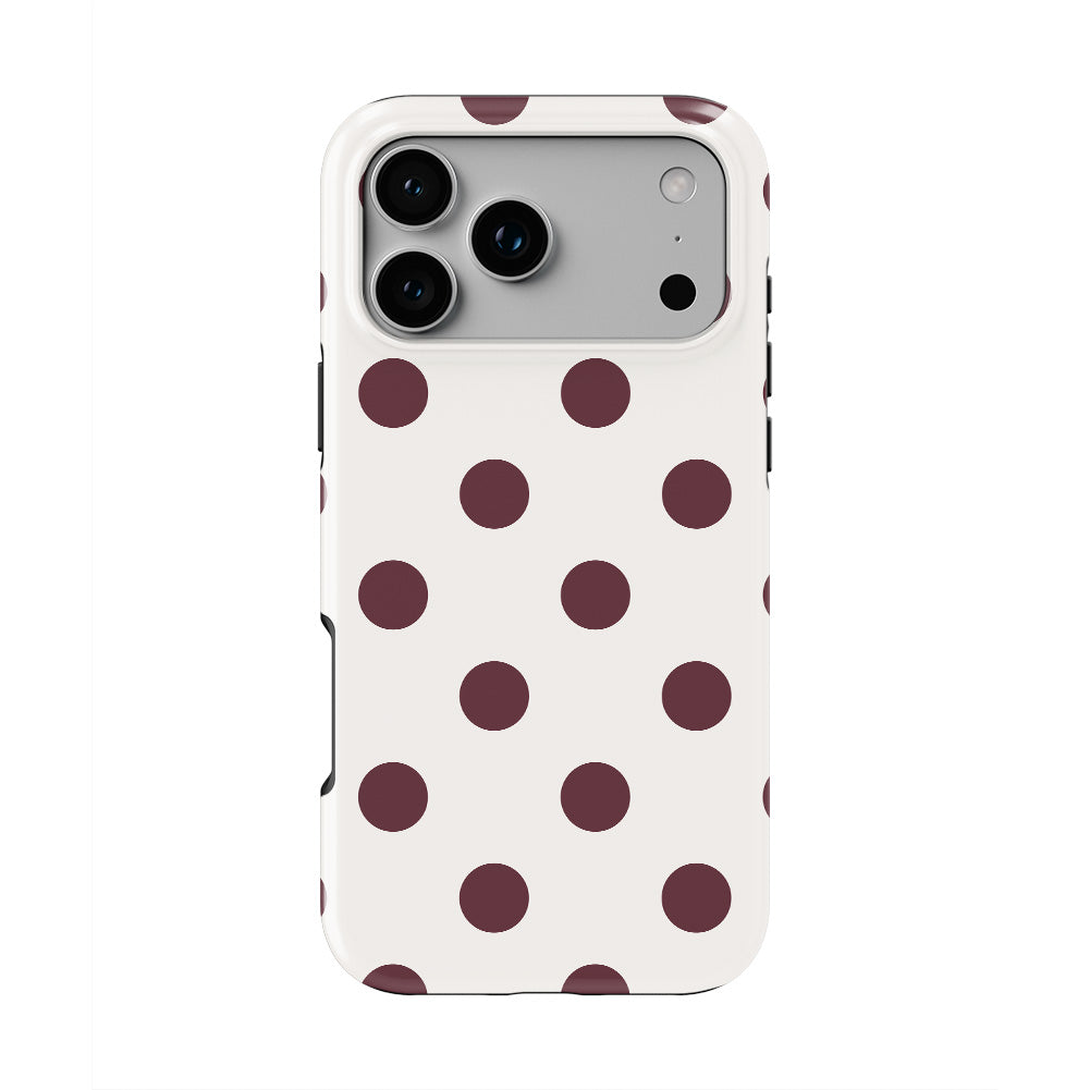 Burgundy in White Polka DotsTough Phone Case