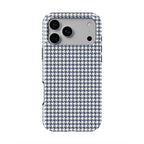 Navy Houndstooth phone case, back view showing the full houndstooth print
