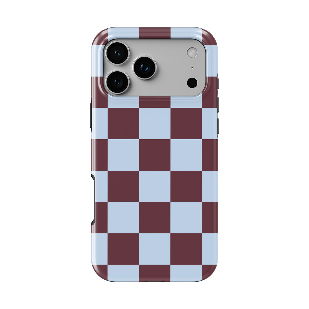Burgundy and Sky Checkedboard Tough Phone Case