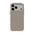 Sand Houndstooth phone case, back view showing the full houndstooth print