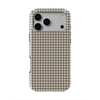 Sand Houndstooth phone case, back view showing the full houndstooth print