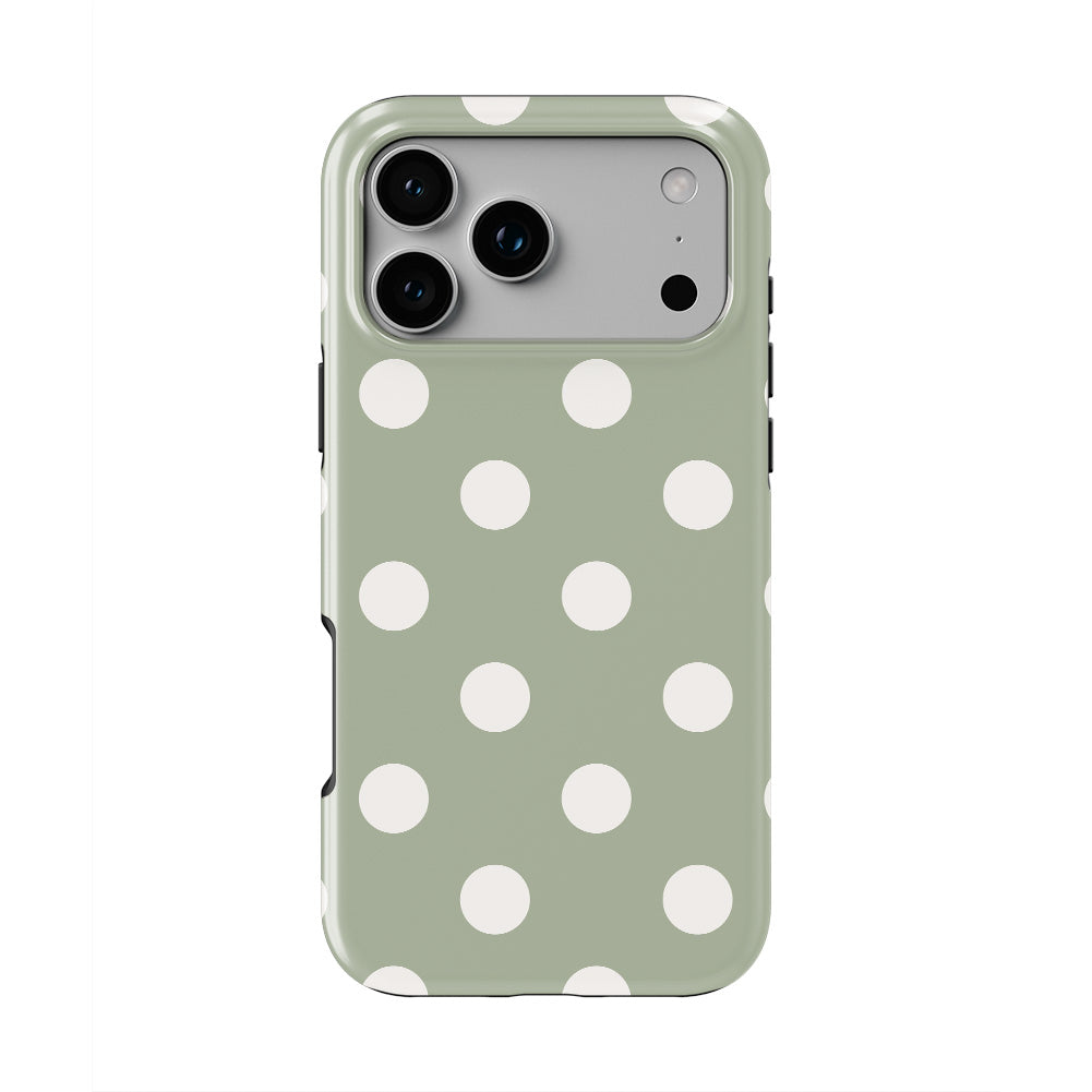 White in Sage Polka Dots MagSafe Tough Phone Case