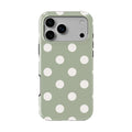 White in Sage Polka Dots Tough Phone Case