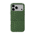 Green Snake phone case, back view showing the full green snakeskin print