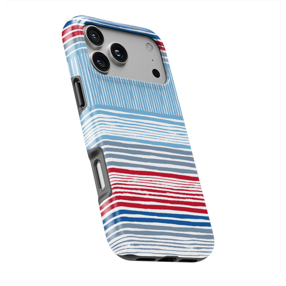 Textile Red Blue Stripes Tough Phone Case