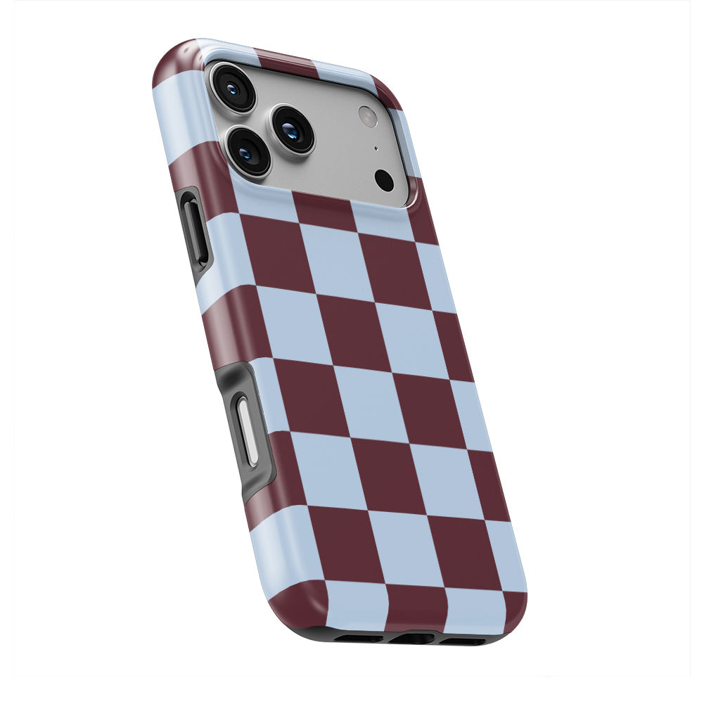 Burgundy and Sky Checkedboard Tough Phone Case