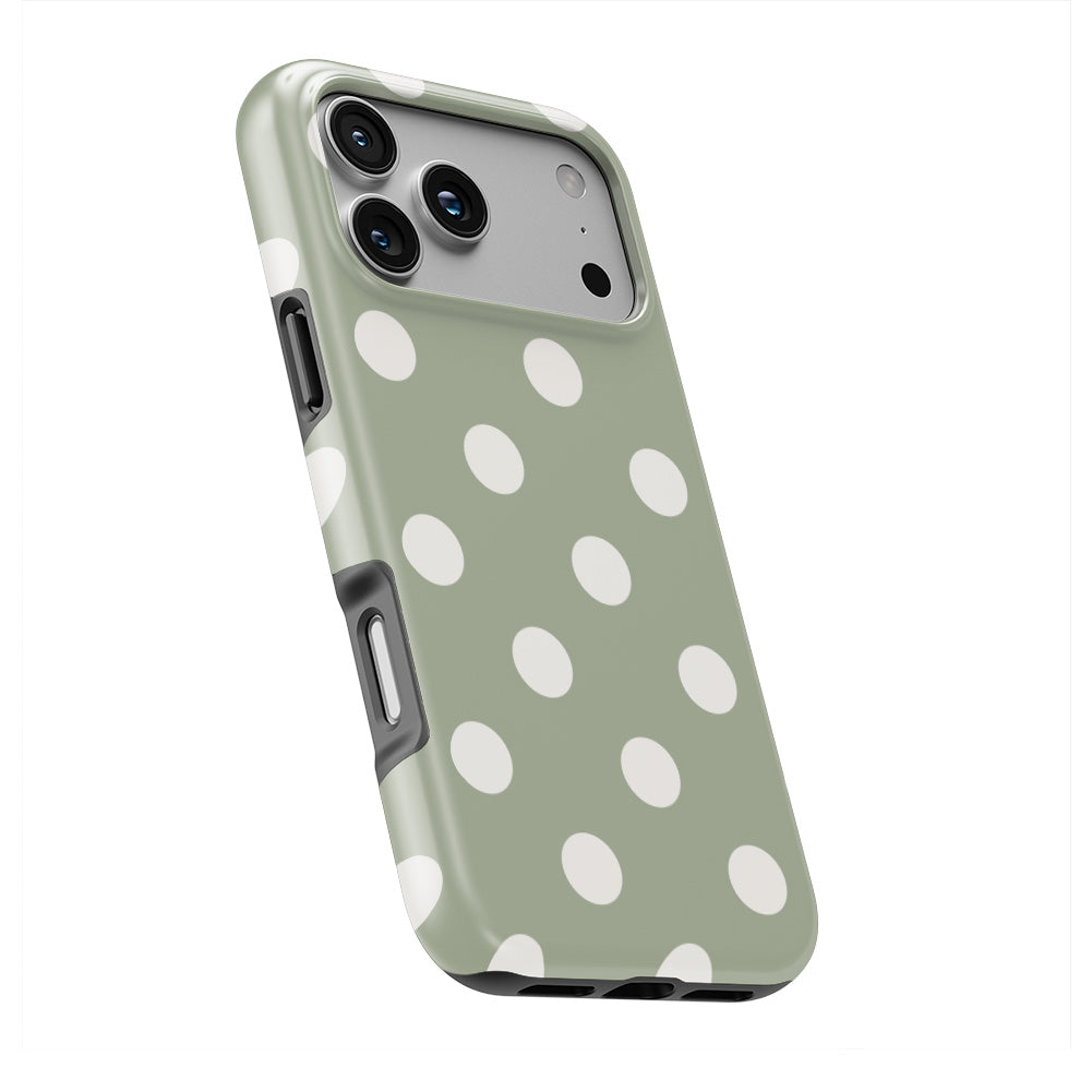 White in Sage Polka Dots MagSafe Tough Phone Case