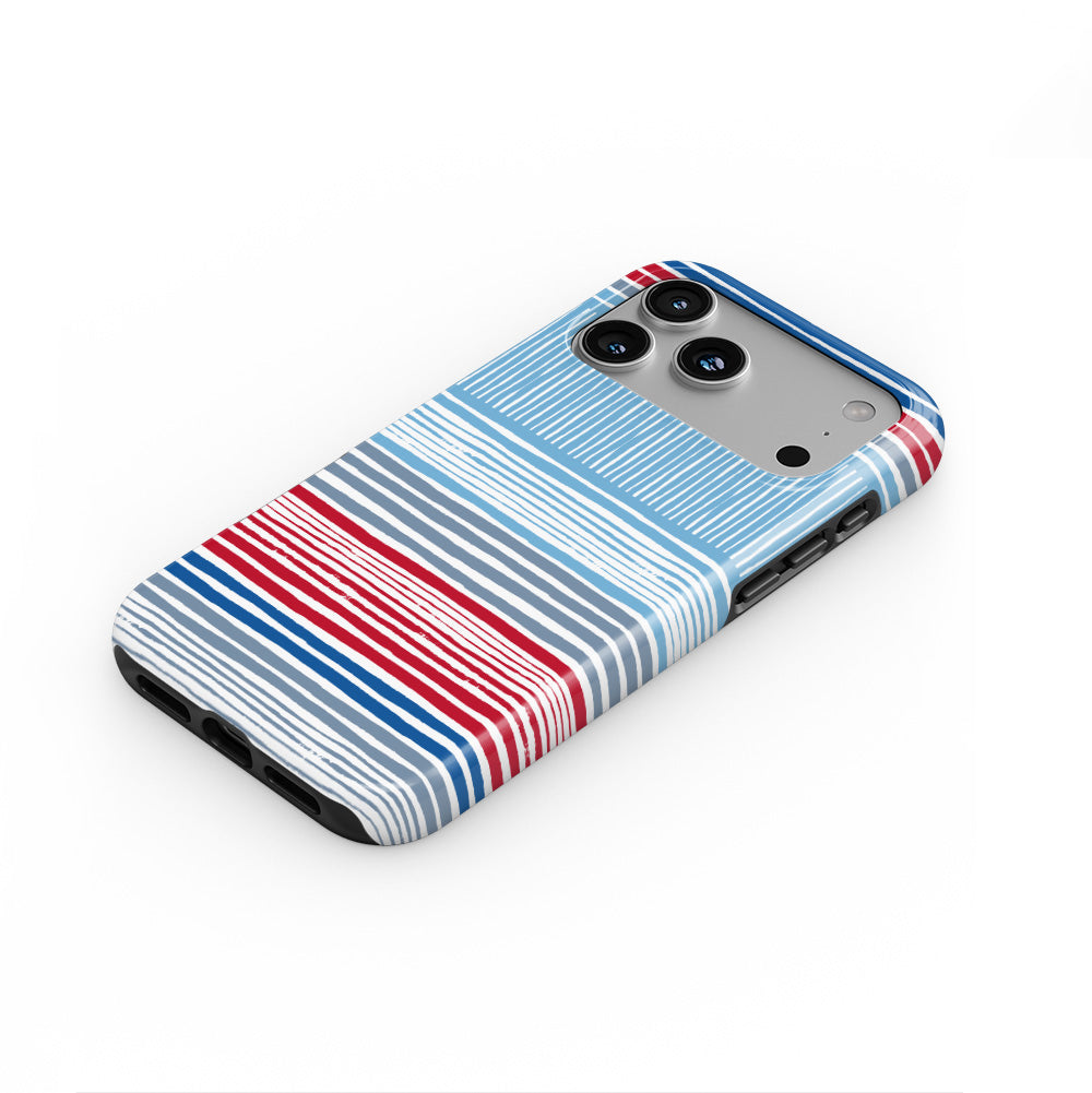 Textile Red Blue Stripes Tough Phone Case
