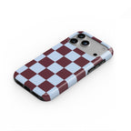 Burgundy and Sky Checkedboard Tough Phone Case
