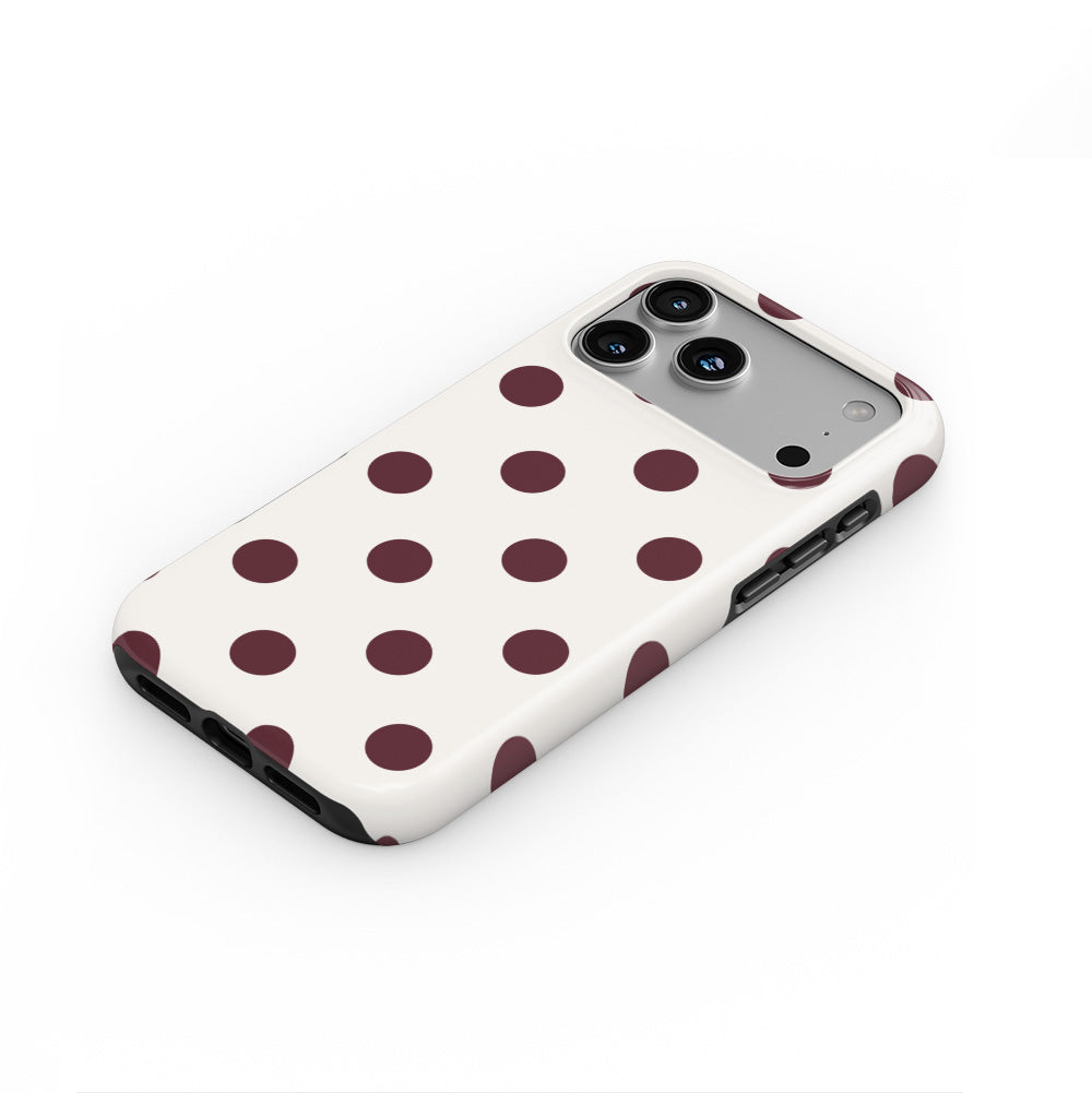 Burgundy in White Polka DotsTough Phone Case