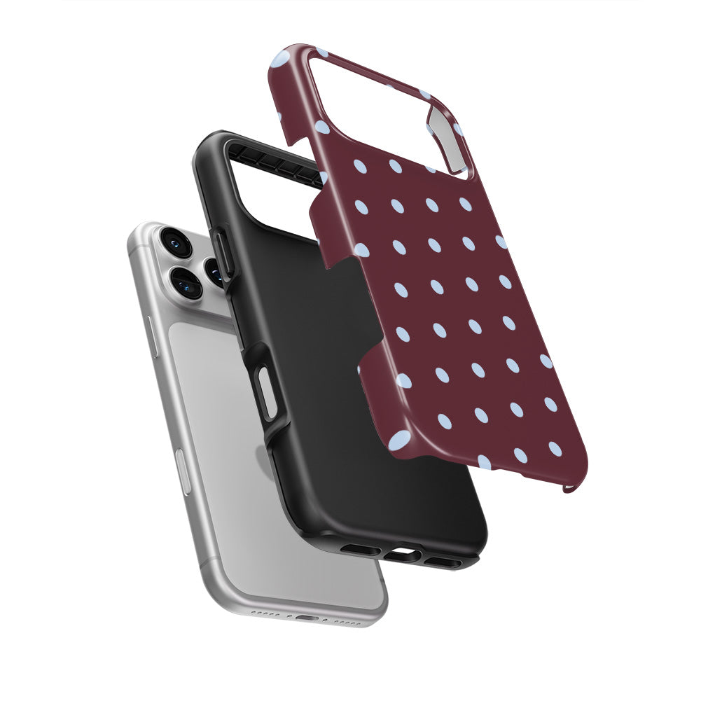 Blue Sky in Burgundy Polka Dots Tough Phone Case