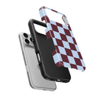 Burgundy and Sky Checkedboard Tough Phone Case