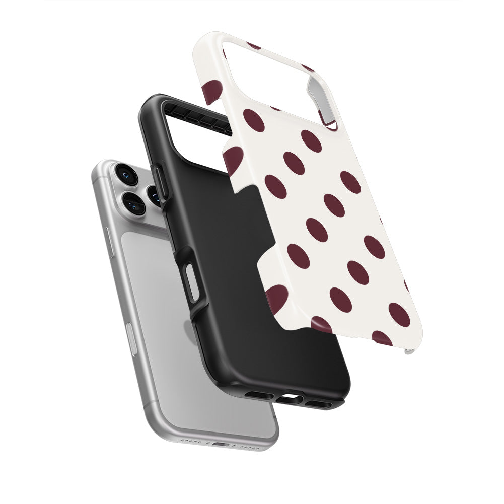 Burgundy in White Polka DotsTough Phone Case