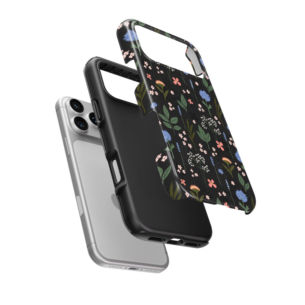 Charcoal Ditsy Floral Tough Phone Case