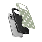 White in Sage Polka Dots Tough Phone Case