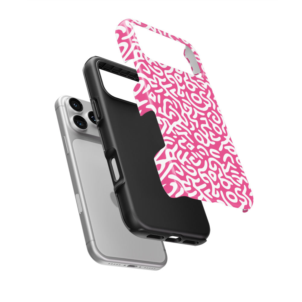 Pink Abstract Doodle Tough Phone Case