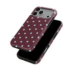 Blue Sky in Burgundy Polka Dots MagSafe Tough Phone Case