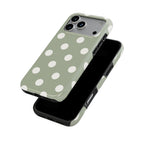 White in Sage Polka Dots MagSafe Tough Phone Case