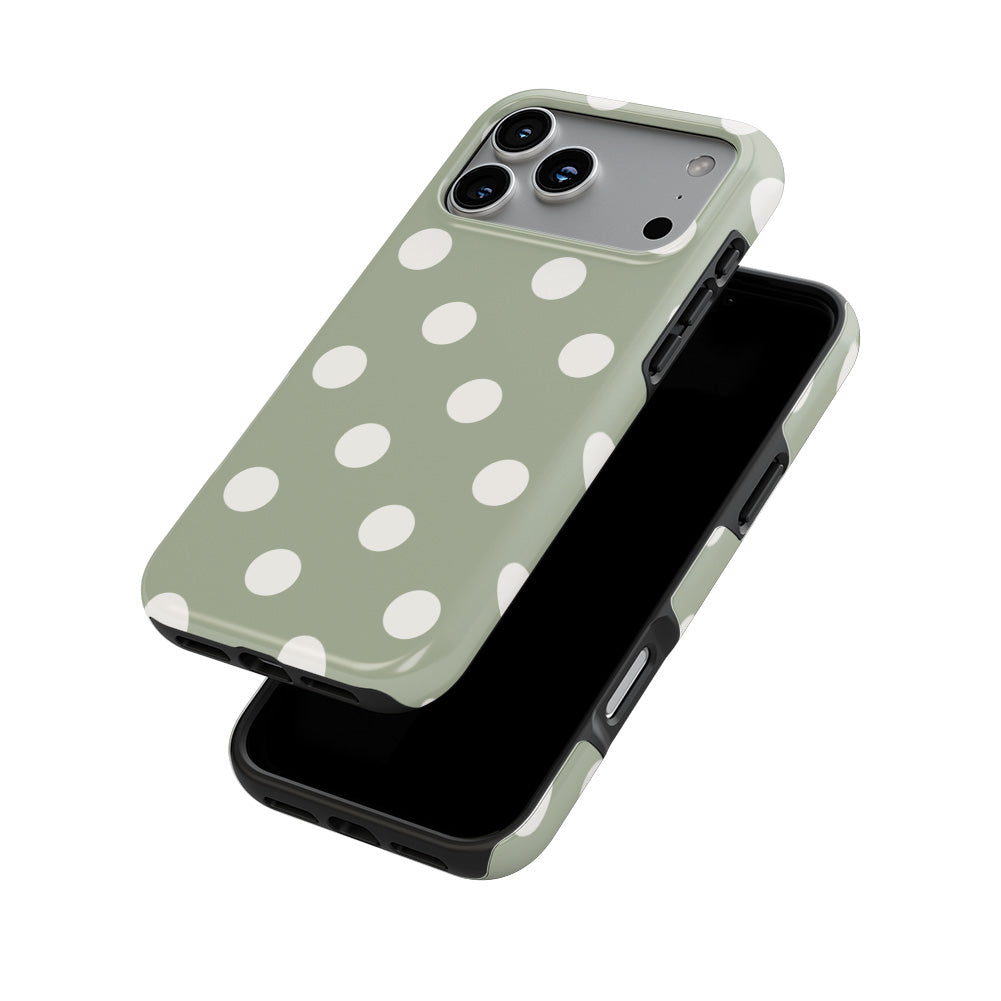 White in Sage Polka Dots MagSafe Tough Phone Case