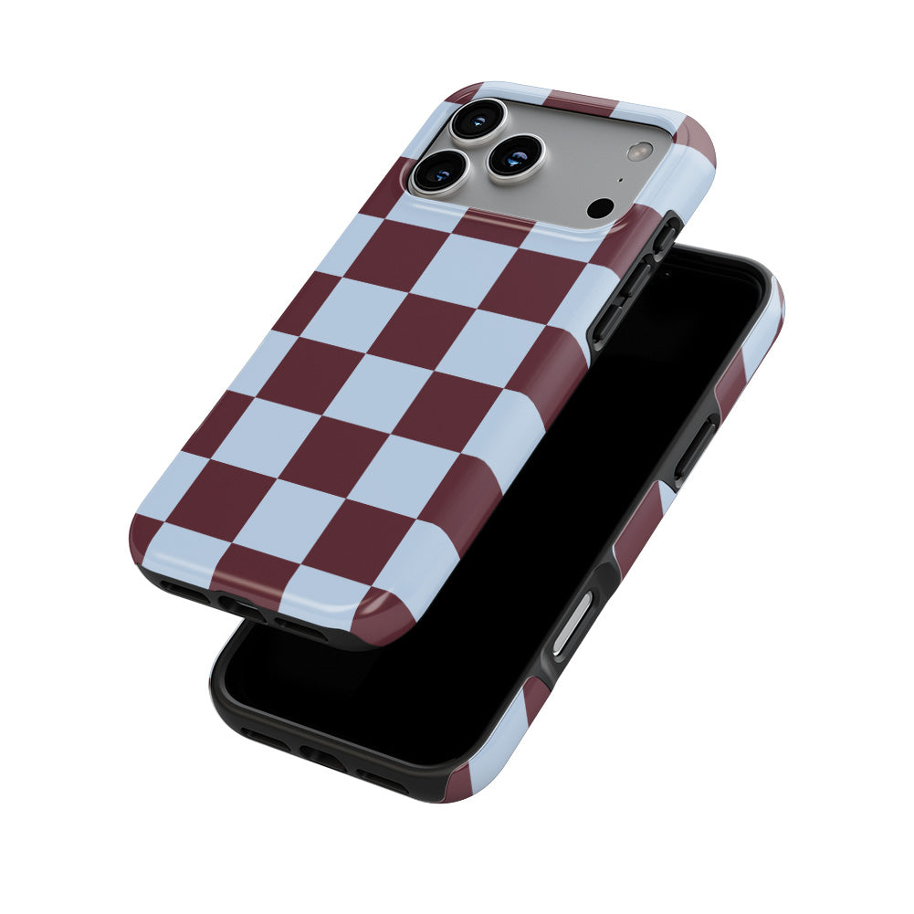 Burgundy and Sky Checkedboard Tough Phone Case