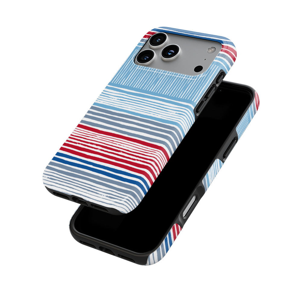 Textile Red Blue Stripes Tough Phone Case