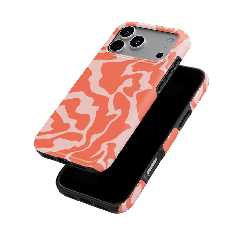 Orange Abstract Wave Tough Phone Case