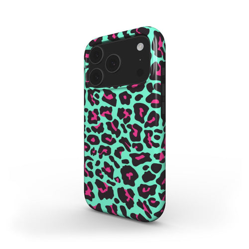 Cyan Leopard MagSafe Tough Phone Case