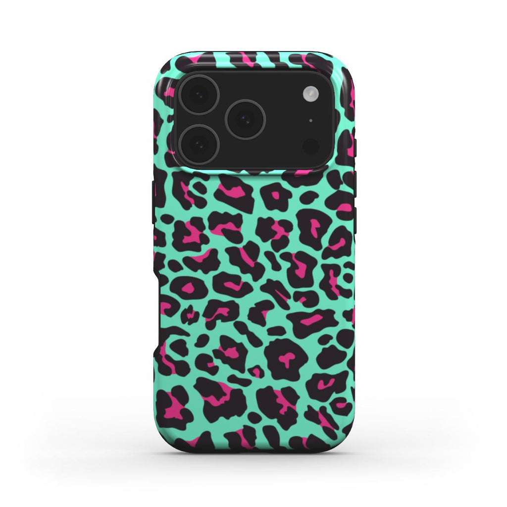 Cyan Leopard MagSafe Tough Phone Case