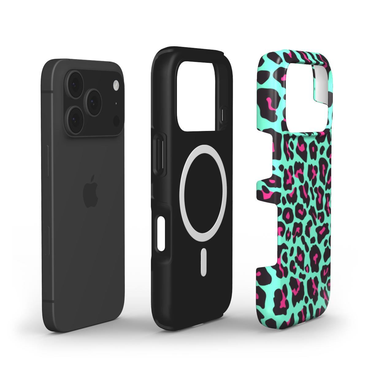 Cyan Leopard MagSafe Tough Phone Case