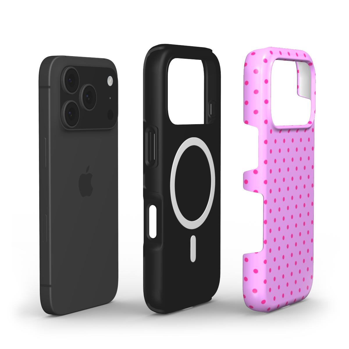 Light Pink Polka Dots MagSafe Tough Phone Case