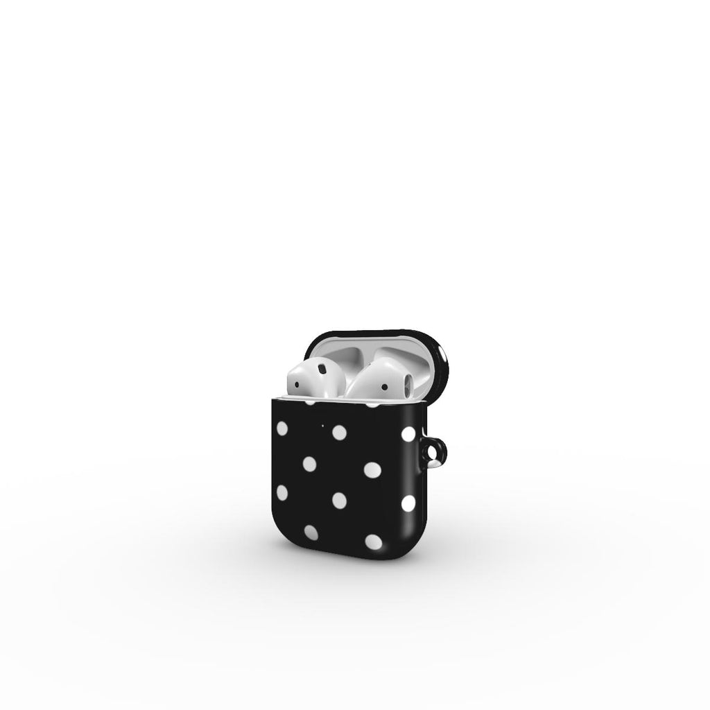 White Black Polka Dots Apple AirPods Tough Case