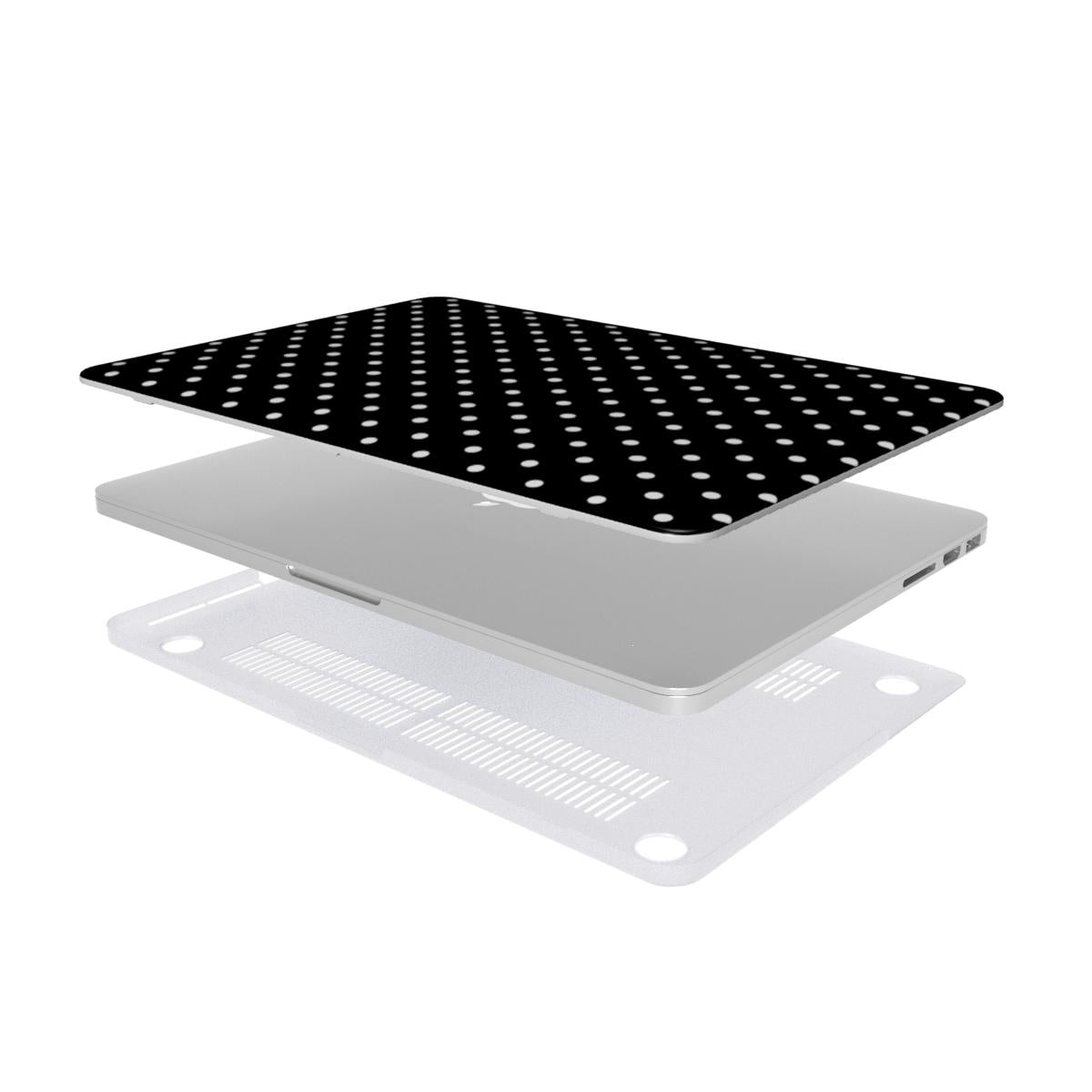 White Black Polka Dots MacBook Case