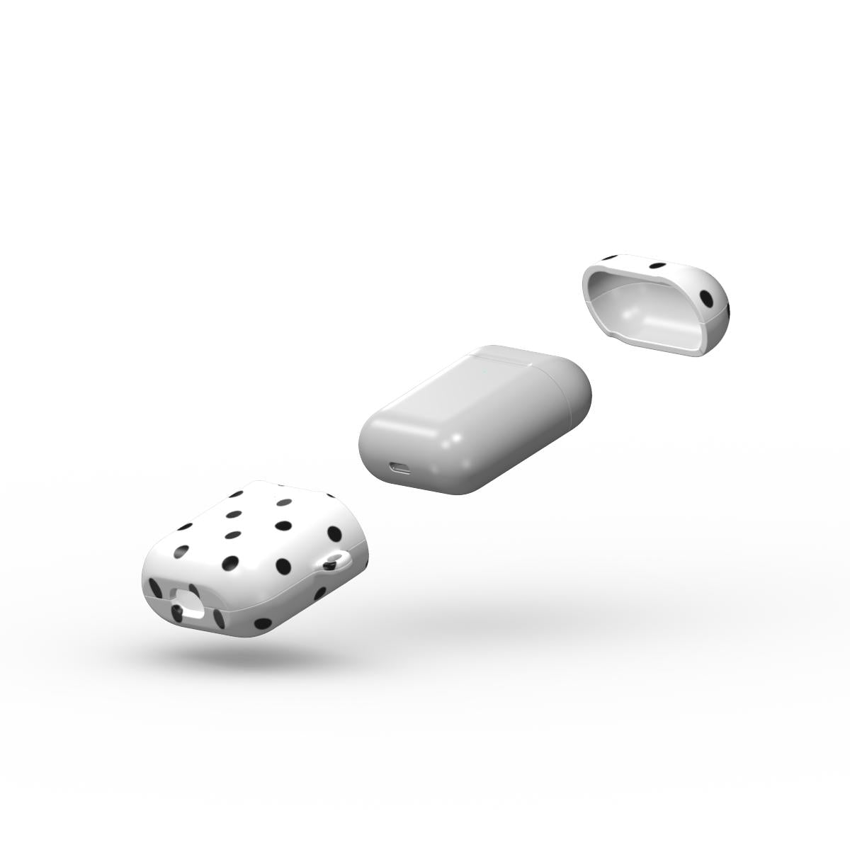 White Black 2 Polka Dots Apple AirPods Tough Case