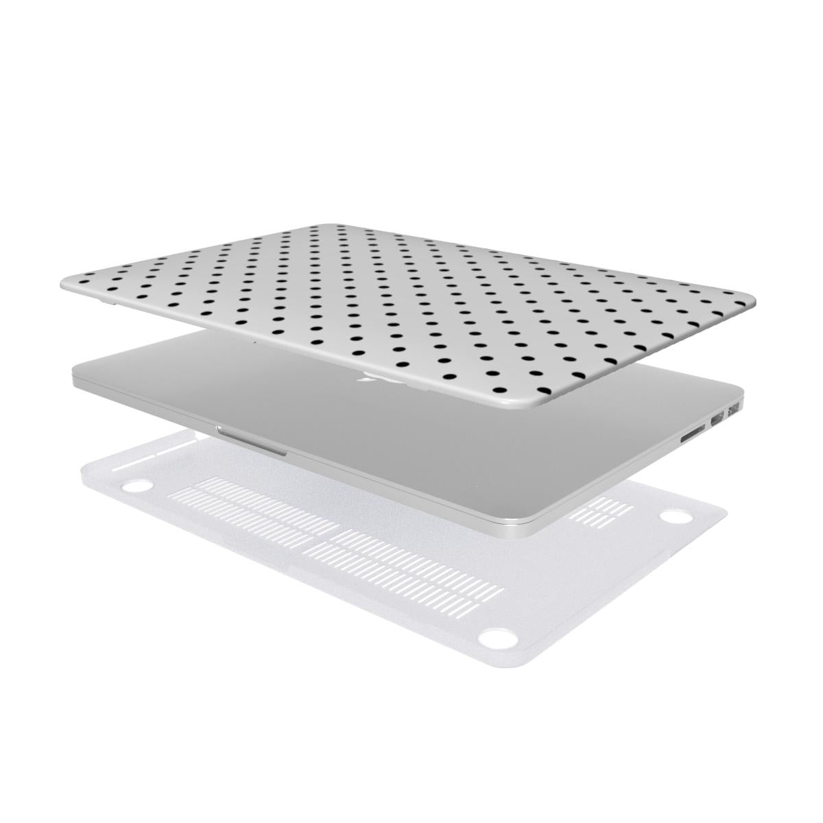 White Black 2 Polka Dots MacBook Case