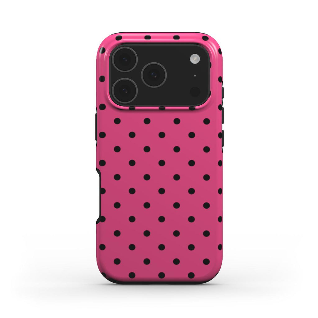 Black Pink Polka Dots Tough Phone Case