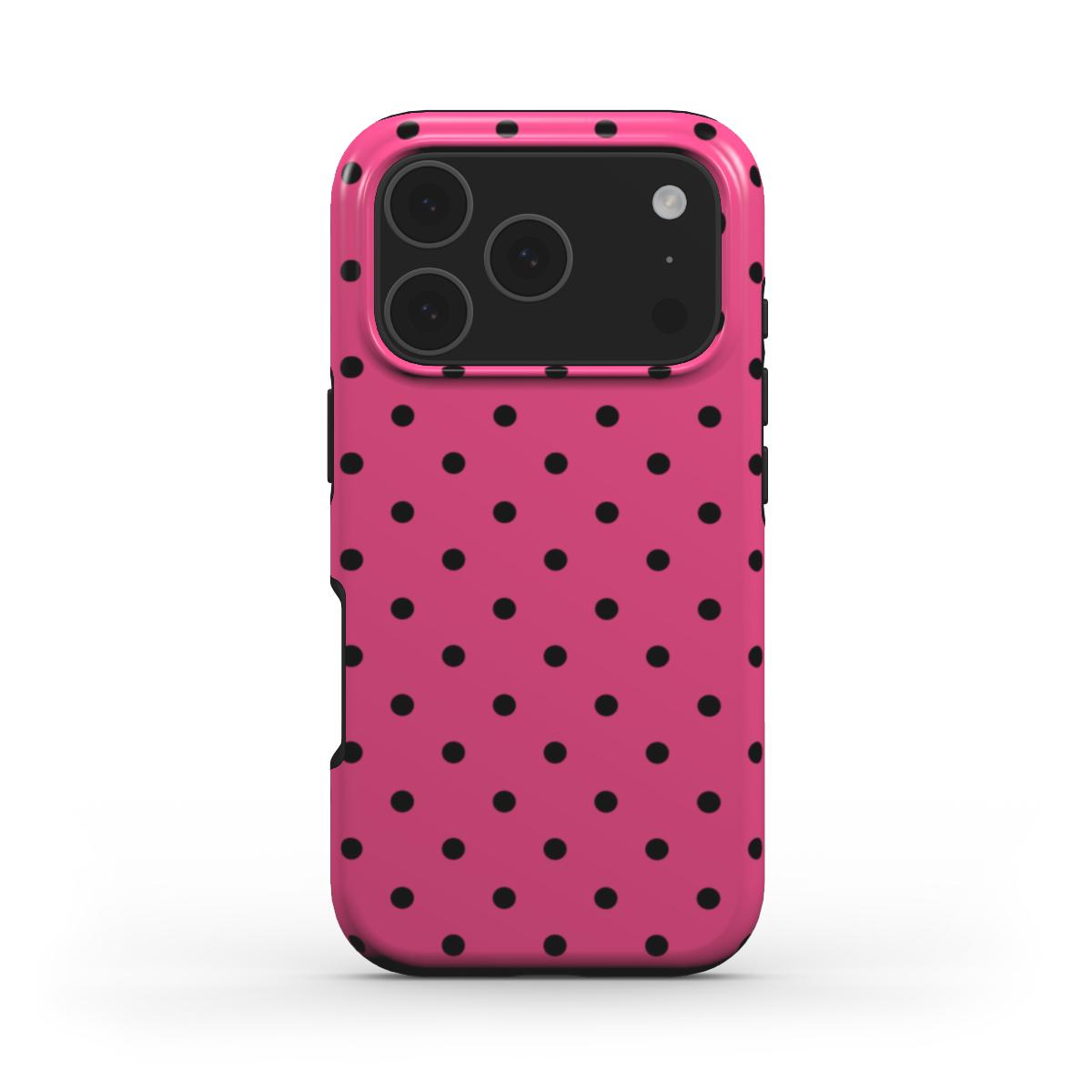 Black Pink Polka Dots Tough Phone Case