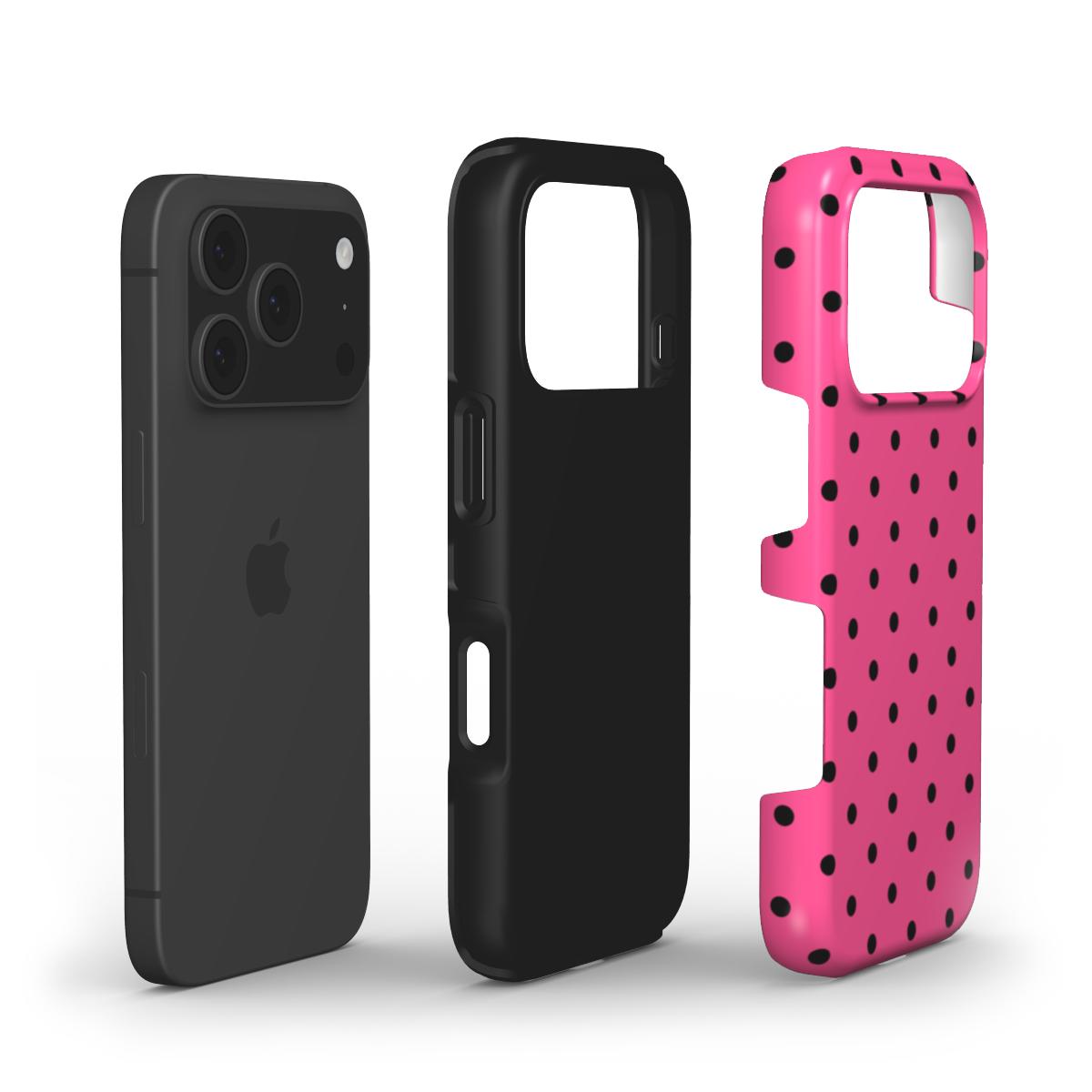 Black Pink Polka Dots Tough Phone Case