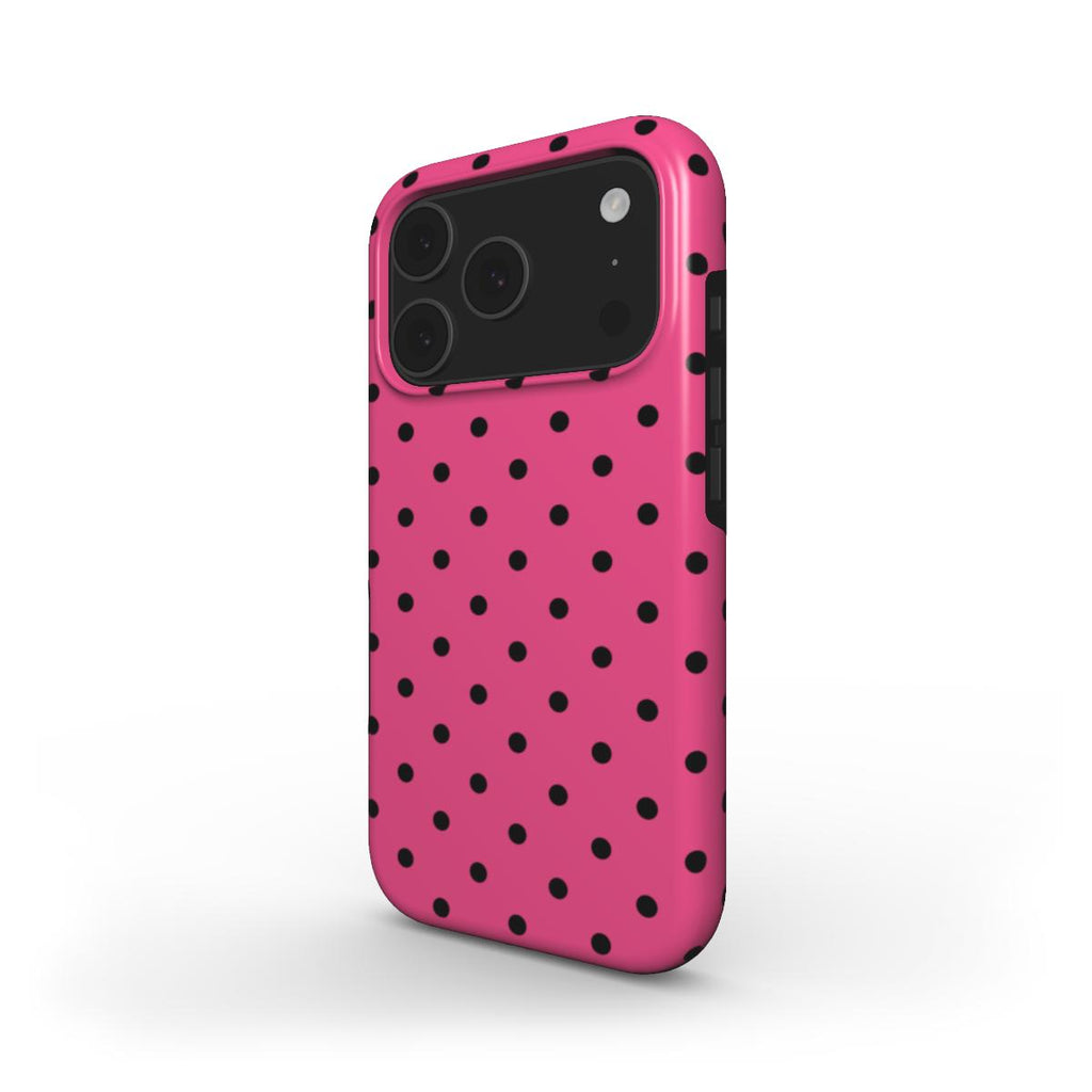Black Pink Polka Dots MagSafe Tough Phone Case