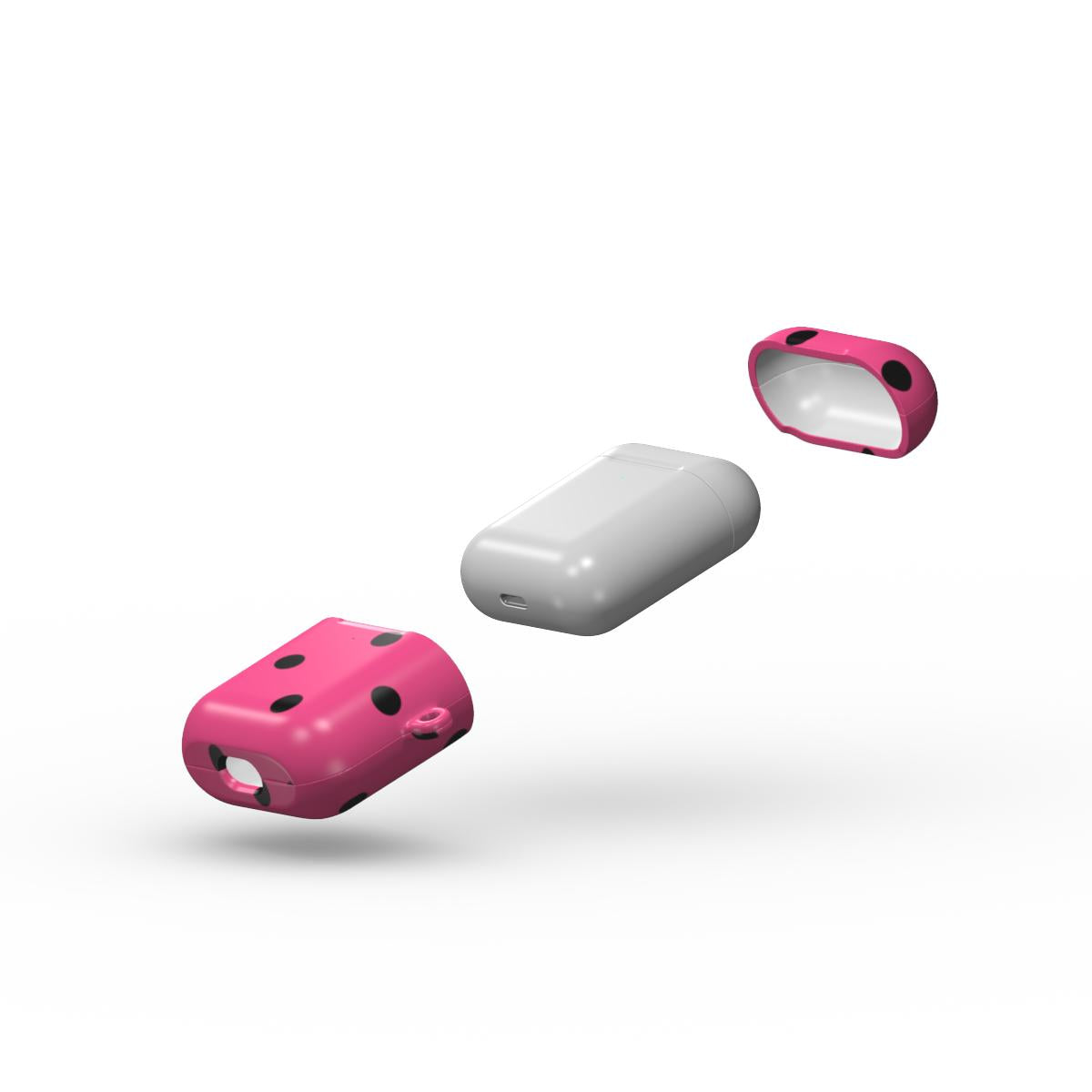 Black Pink Polka Dots Apple AirPods Tough Case