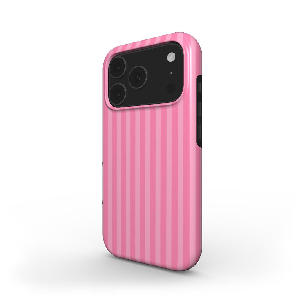 Taupe Pink Stripes MagSafe Tough Phone Case