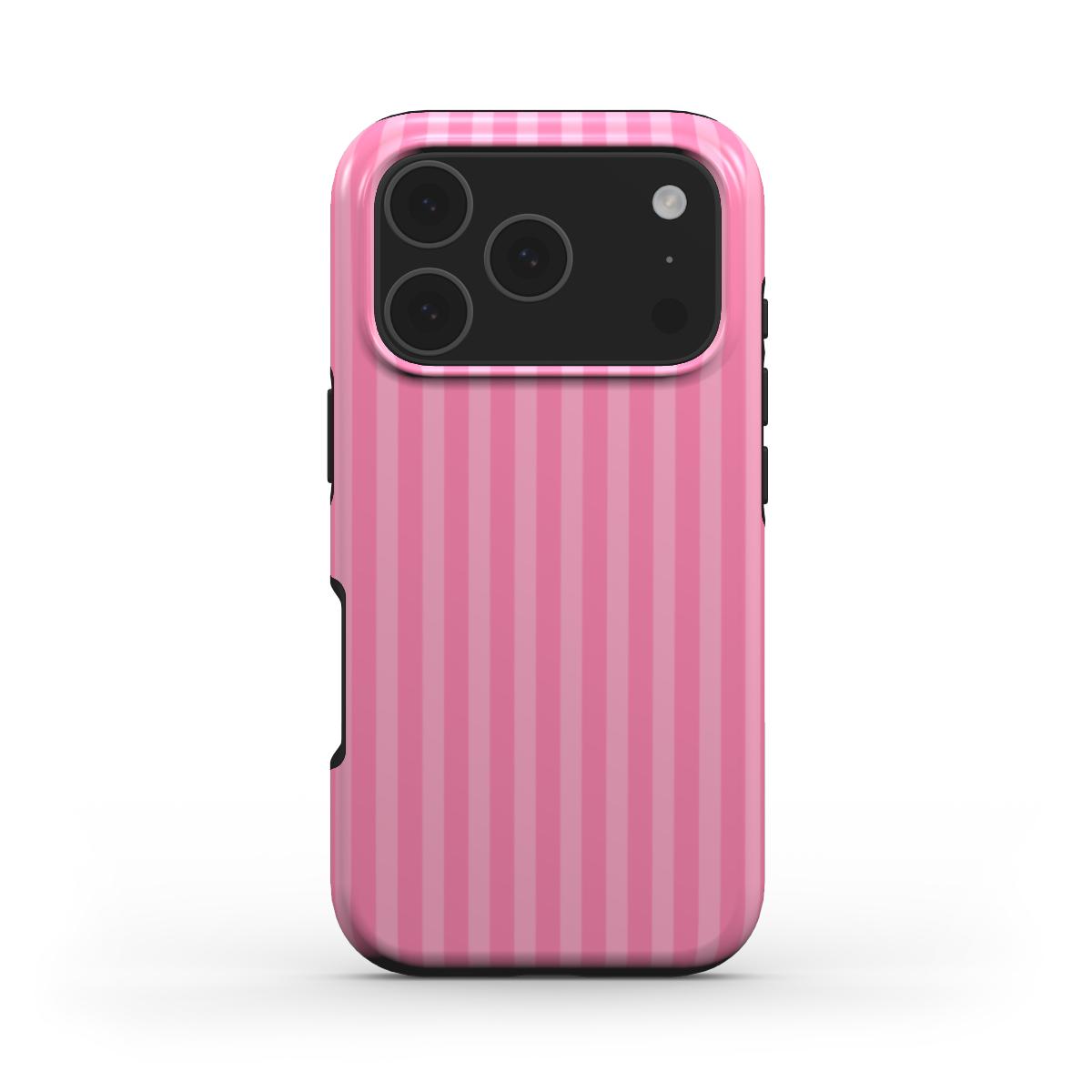 Taupe Pink Stripes MagSafe Tough Phone Case