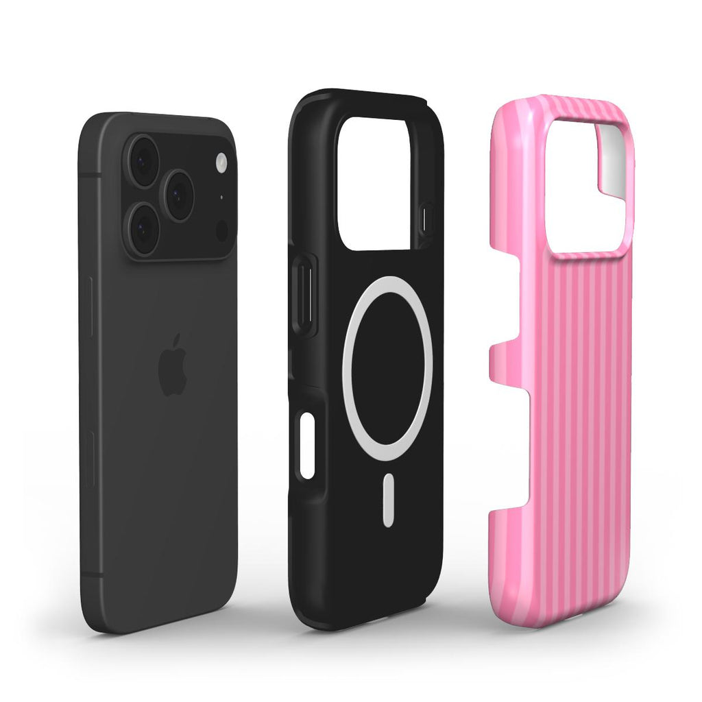 Taupe Pink Stripes MagSafe Tough Phone Case