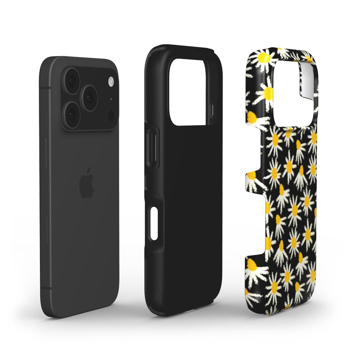 Daisy Raw Black Floral Tough Phone Case