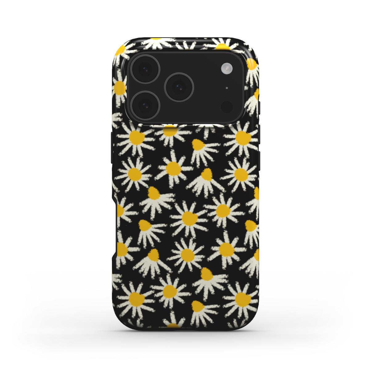 Daisy Raw Black Floral MagSafe Tough Phone Case