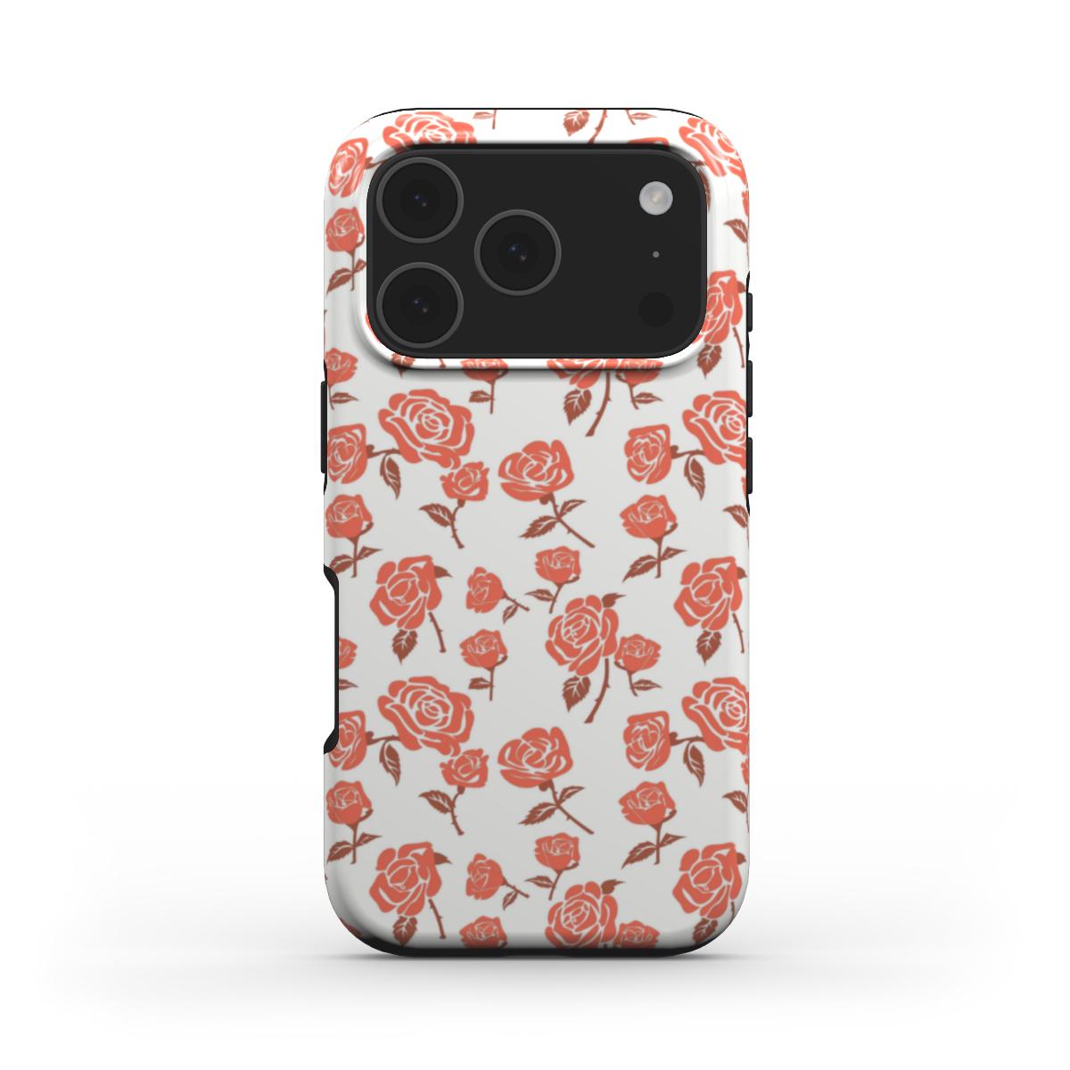 Rose Minimal Red Floral MagSafe Tough Phone Case