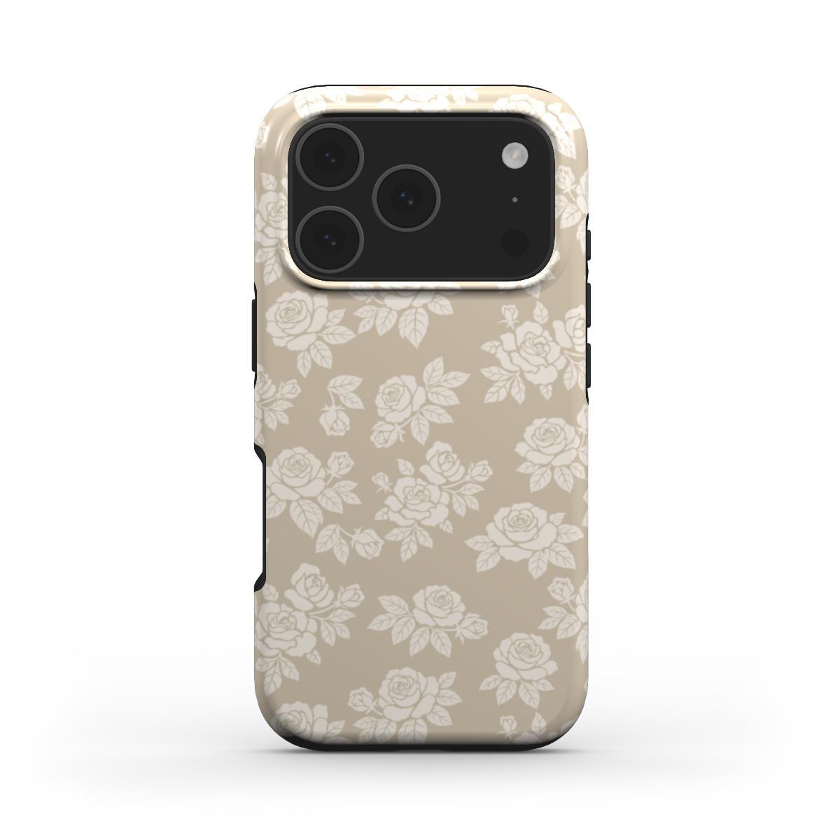 Rose Beige Pattern Floral Tough Phone Case