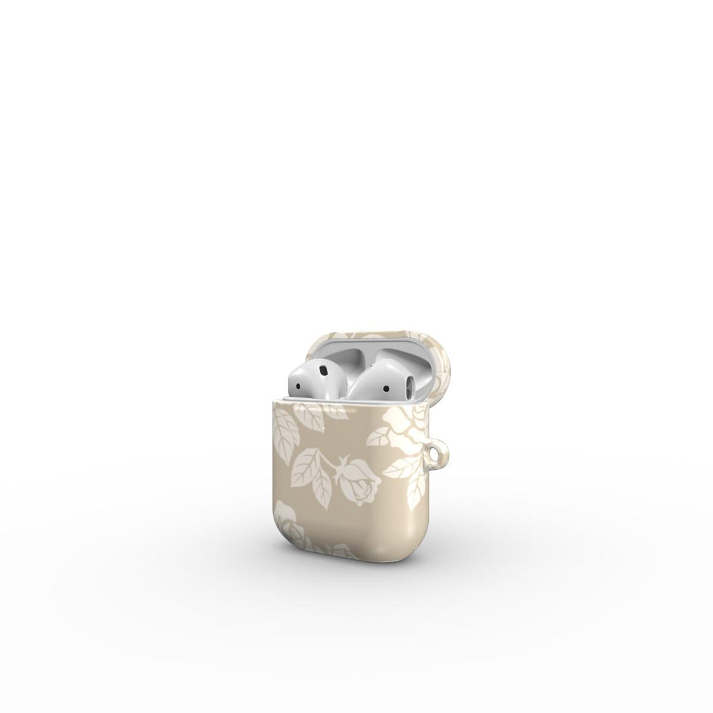 Rose Beige Pattern Floral Apple AirPods Tough Case